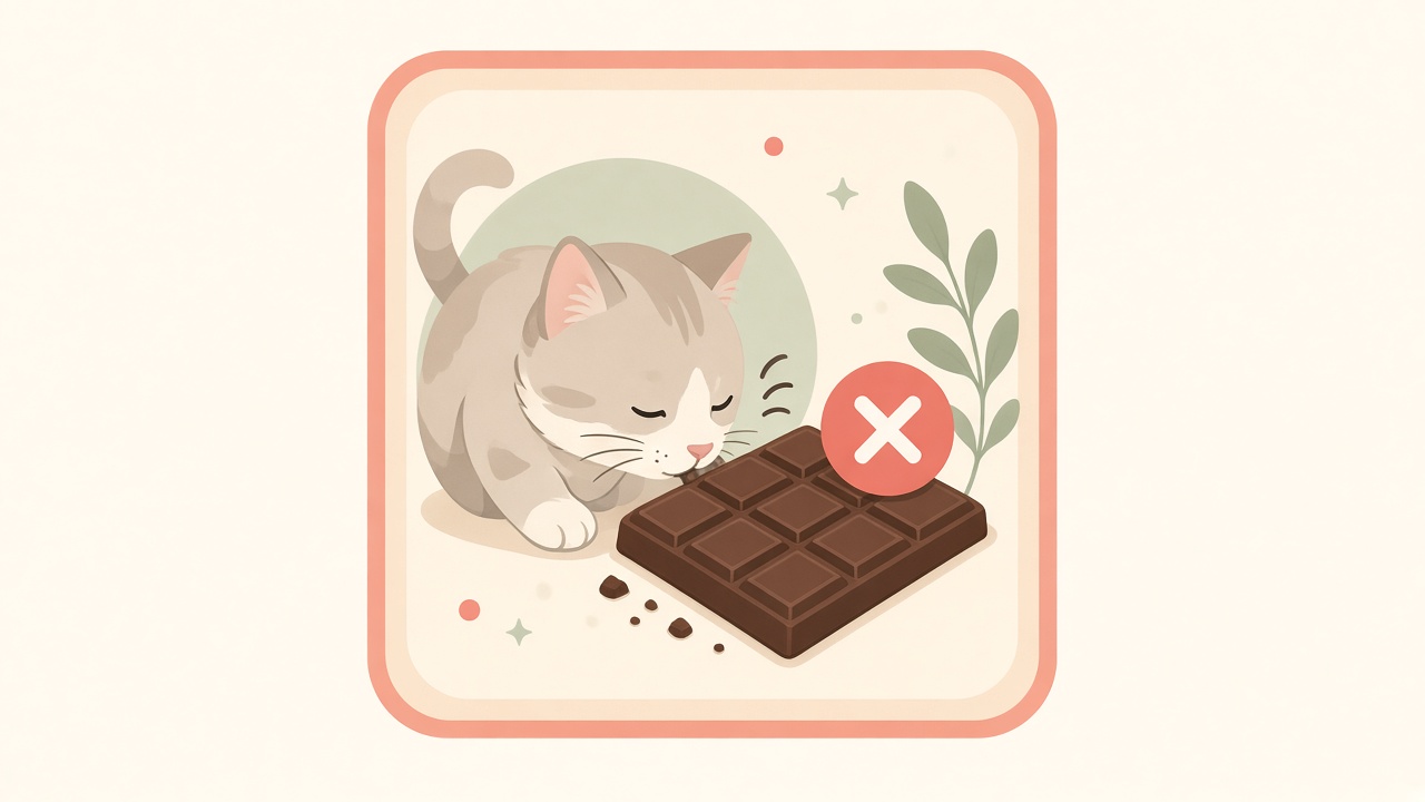 Illustration einer Katze neben Lebensmitteln und einer Schüssel